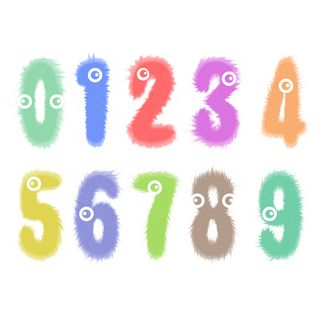 彩色呆萌绒绒毛卡通生日数字插画元素