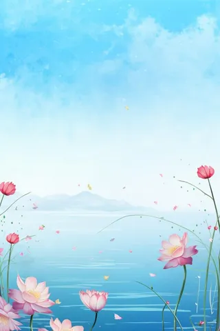 水墨大气国风荷花荷叶背景