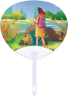团扇PP扇子夏季广告宣传矢量模板