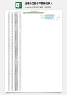 统计各店面各产品销售收入excel模板