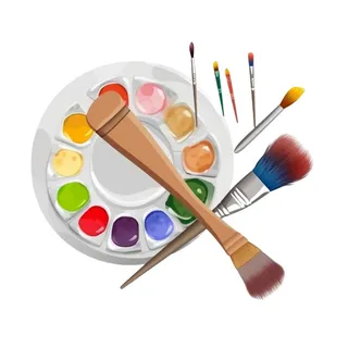 绘画调色盘画笔元素素材