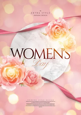 妇女节女神节玫瑰粉色海报