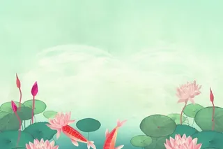 国风淡绿荷叶荷花背景