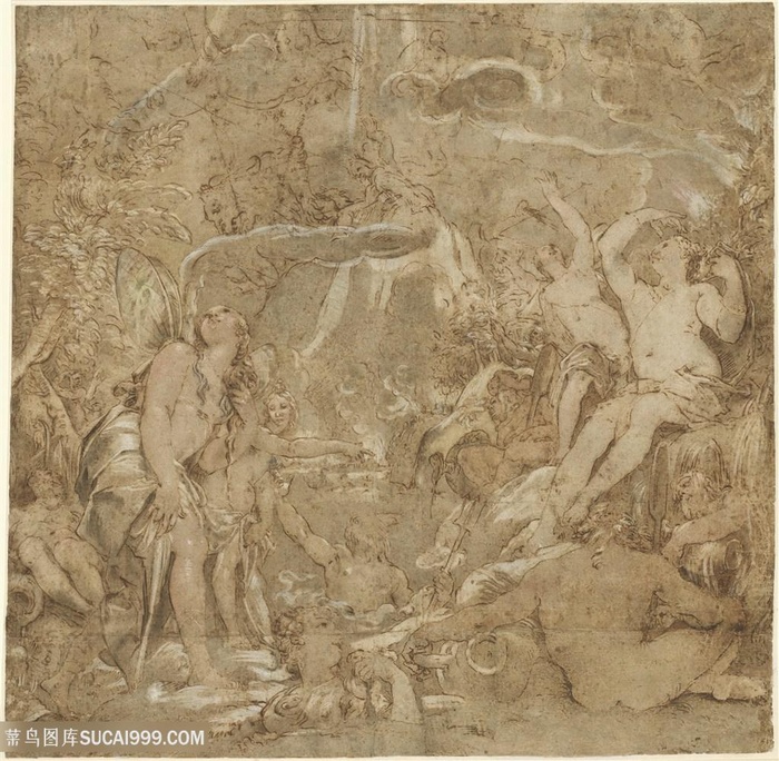 山峦人群艺术装饰画