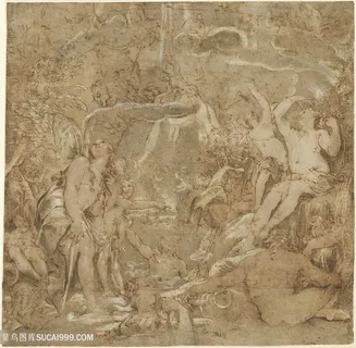 山峦人群艺术装饰画