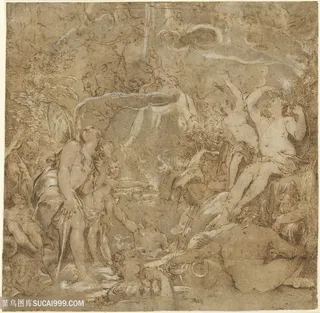 山峦人群艺术装饰画