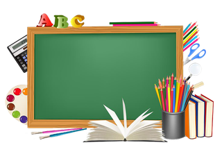 少儿兴趣班英文学习黑板墨绿色卡通