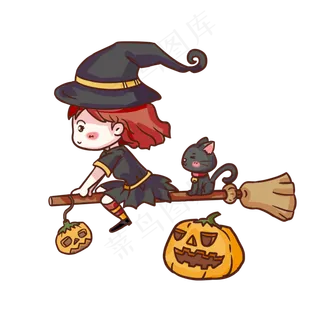 卡通万圣节手绘人物可爱小女孩