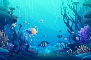 海洋生物世界清新蓝色背景