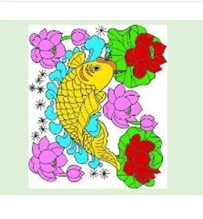 中国吉祥图免扣元素锦鲤红花