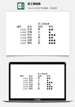 员工等级表excel模板