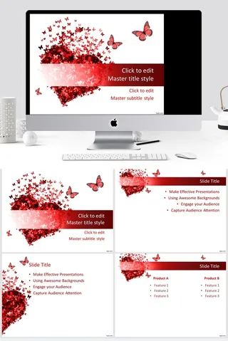 红色风格PPT模板