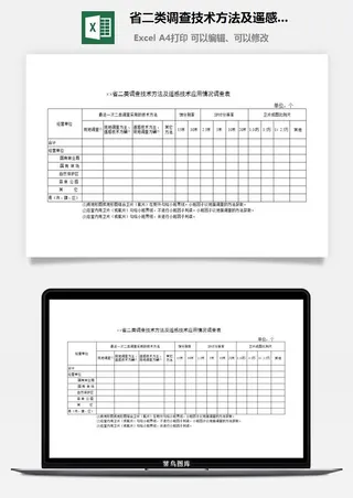 省二类调查技术方法及遥感技术应用情况调查表excel模板