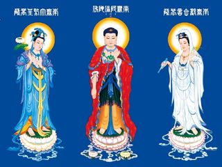 三佛像风景背景墙