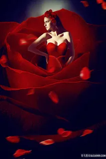站在玫瑰花里的性感美女图片 站在玫瑰花里的性感美女图片