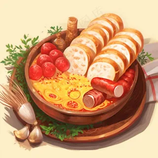 美食食物面条麻辣烫插画素材