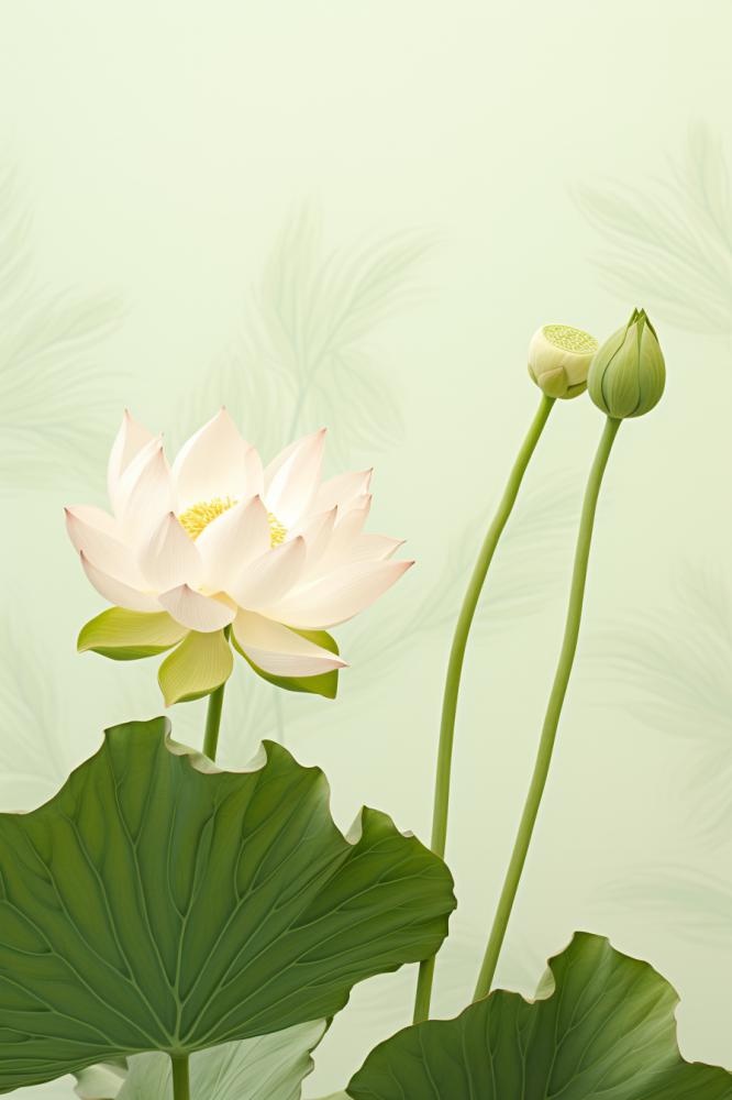 简洁淡雅荷花绿色清新背景