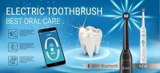 矢量口腔牙刷与冲洗器广告