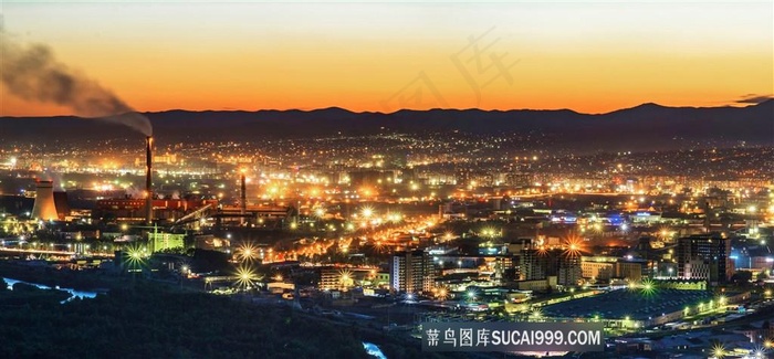 傍晚繁华的工业城市