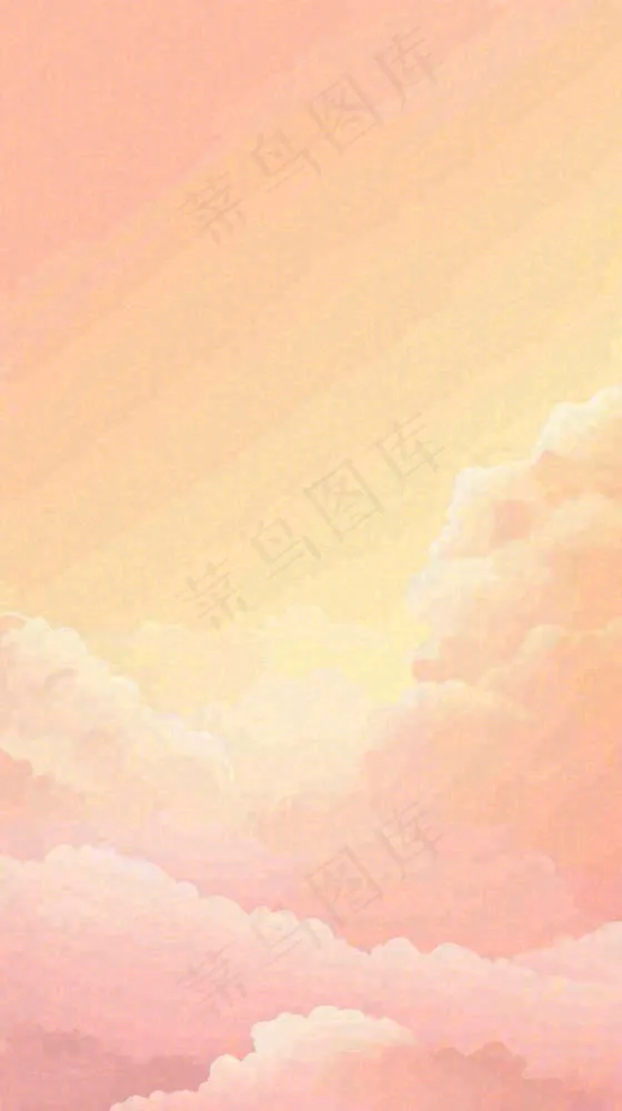 粉黄色渐变温暖云层白云可爱插画手绘(816x1456)