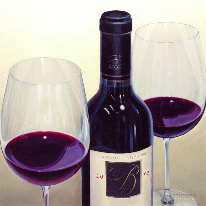 红酒酒杯艺术插画