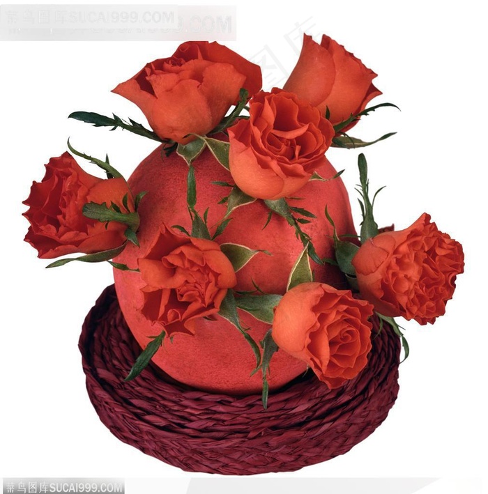 情人节花物语-圆盘上的红色玫瑰