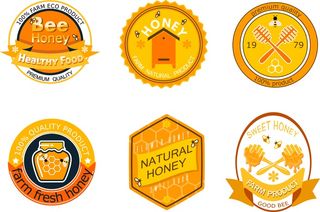 免抠蜂蜜标签矢量