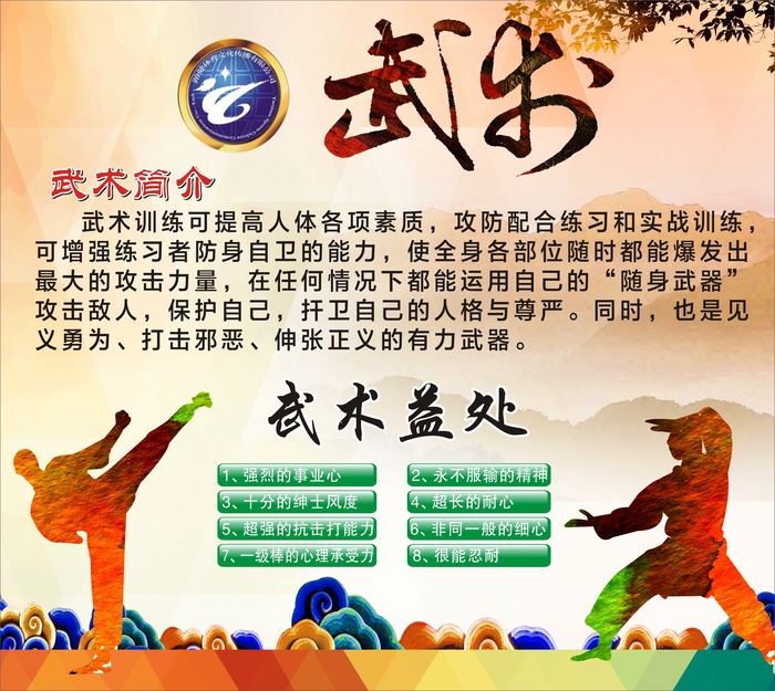 武术文化简介展板cdr矢量模版下载