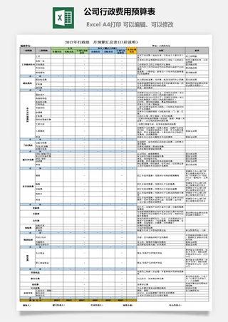 44公司行政费用预算表