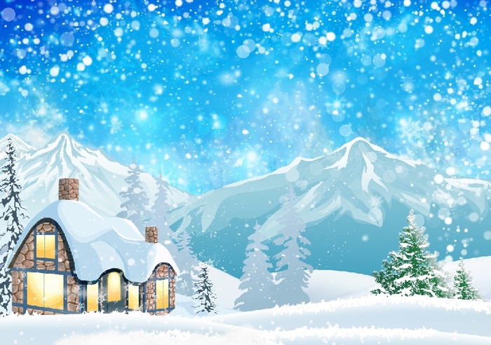 圣诞节白色雪花风景背景墙