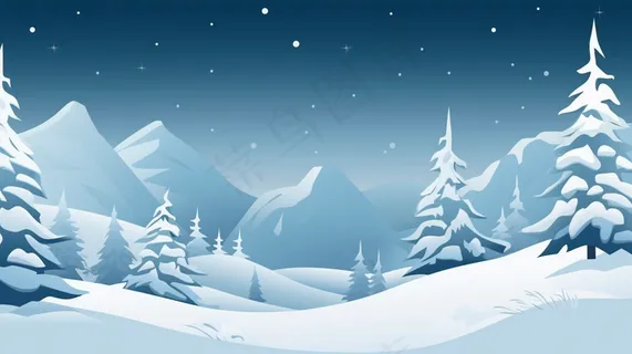 冬季白雪覆盖的大地自然风景卡通插画素材背景