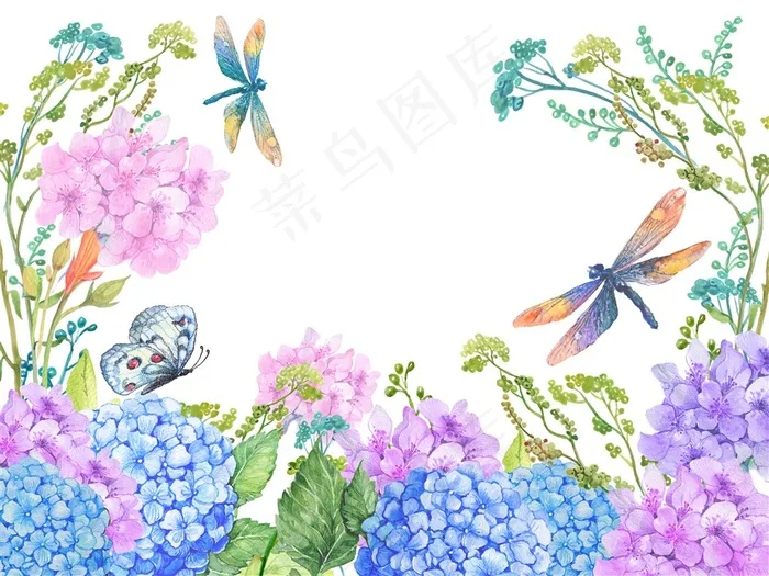 多彩手绘水彩花卉高清图片