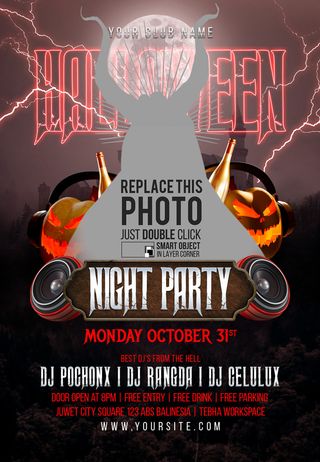 黑红色圣节之夜派对传单海报