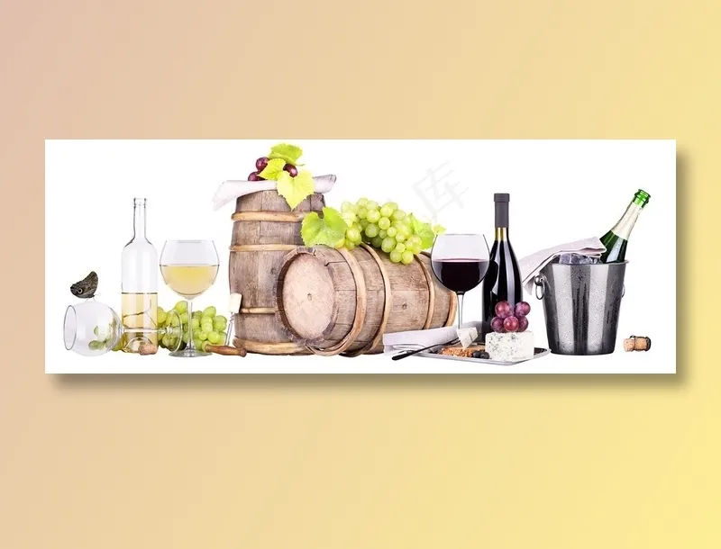 葡萄酒与酒桶素材