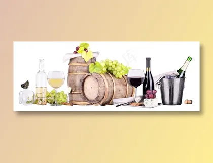 葡萄酒与酒桶素材