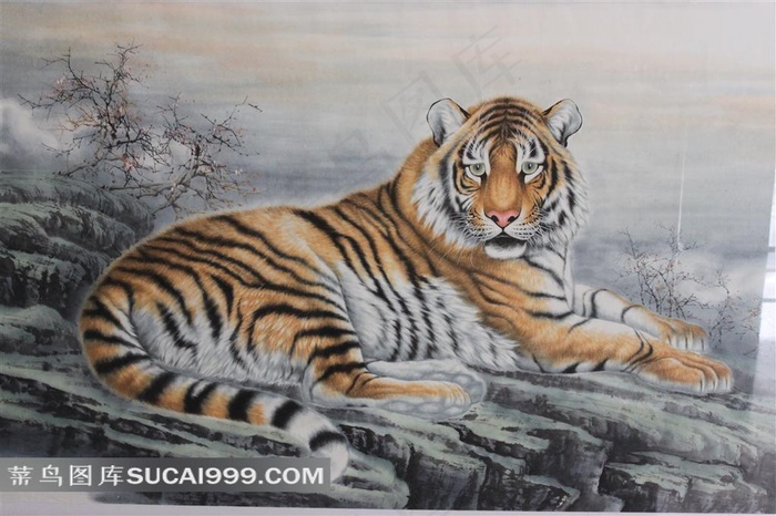 老虎油画摄影素材