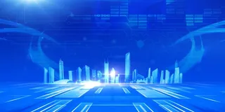 城市蓝色科技展板背景