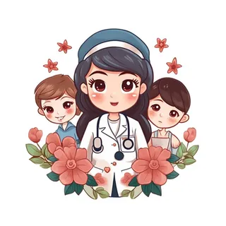 医生护士人物插画花天使免抠