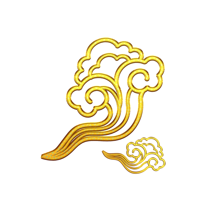 大气中国风祥云国潮风金边立体云朵剪纸创意装饰元素PNG免抠素材