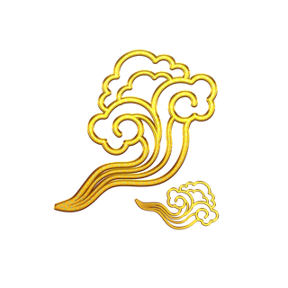 大气中国风祥云国潮风金边立体云朵剪纸创意装饰元素PNG免抠素材