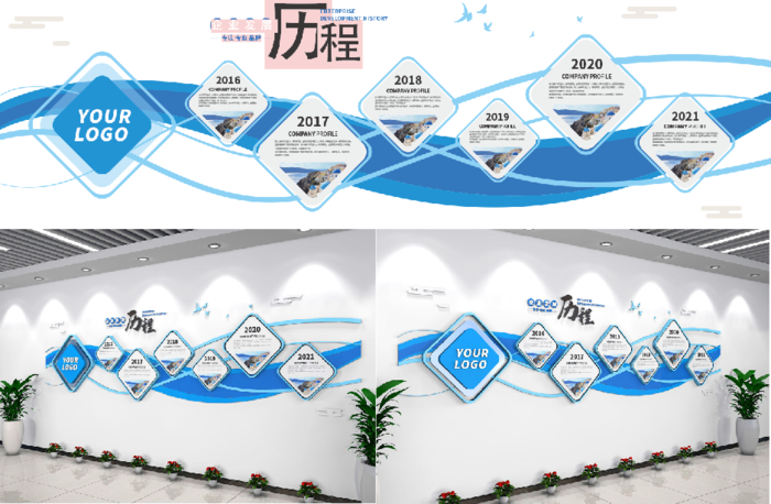 企业历史展示展馆展厅文化墙ai矢量模版下载