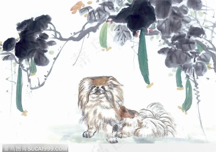 花下的小狗