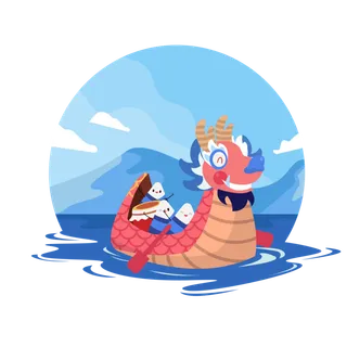 端午节粽子龙舟假日免扣元素