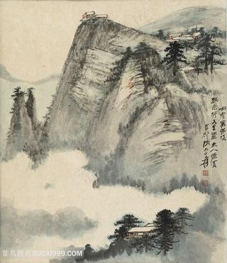 张大千云中山国画图片