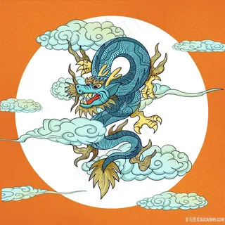 高清手绘中国传统神兽青龙白虎凤凰麒麟插画