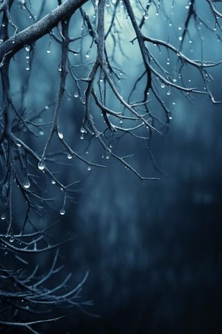 冰雪枝叶蓝色背景