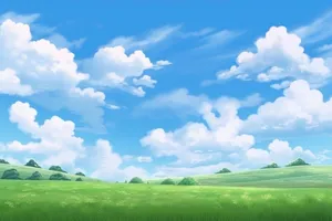 春天的蓝天白云草原很美背景图