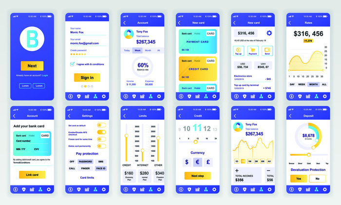 手机移动端整套APP交互UI界面套图作品集EPS矢量图设计素材eps,ai矢量模版下载