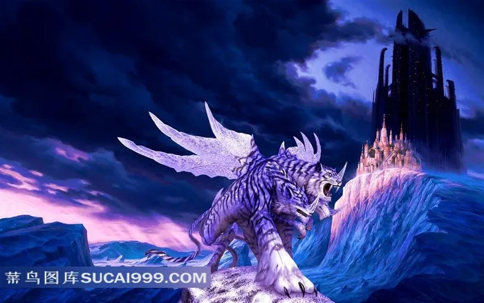 凶猛的三头双翅剑齿虎