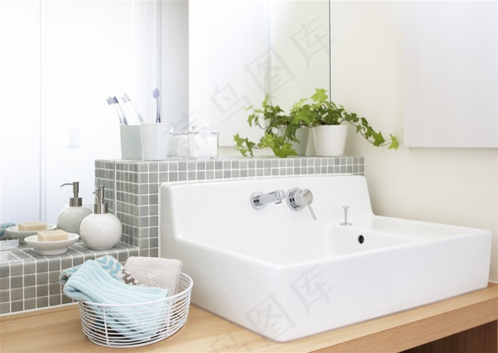 精品现代浴室用品特写免费下载